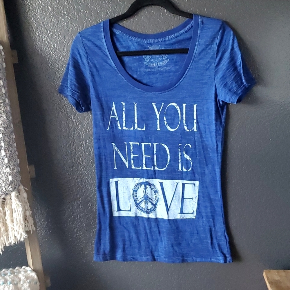 Royal Blue Burn-thru Graphic Tee - Medium